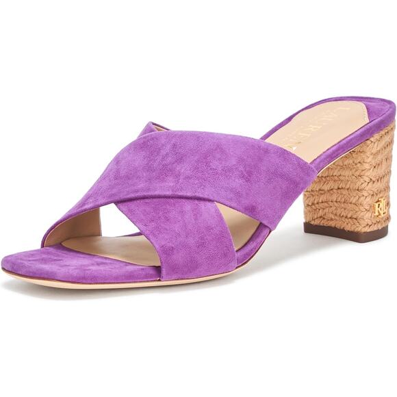 Lauren Ralph Lauren Women's Freddi Suede Purple Sandals Size 8.5 - Picture 1 of 11